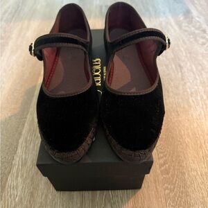 Flabelus Black Velvet Shoes for Women